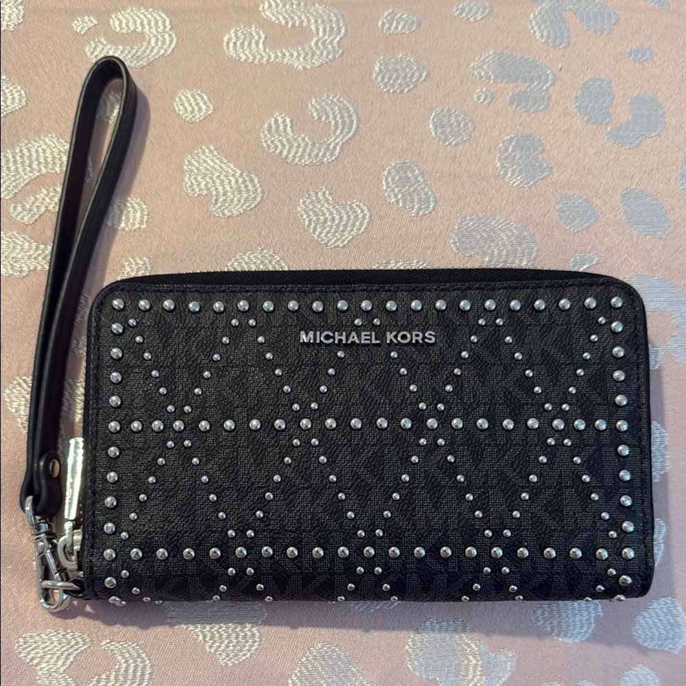 Michael Kors Black Studded Wristlet
